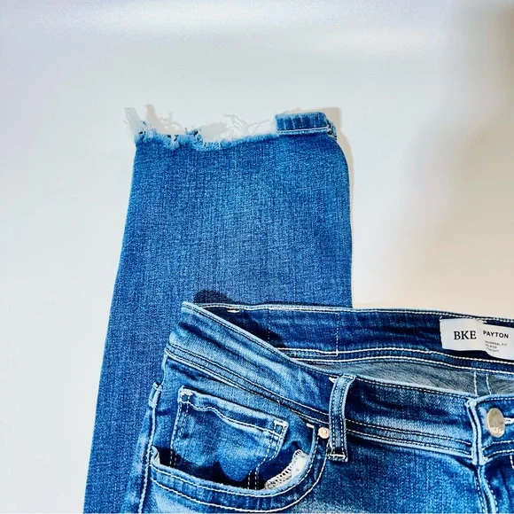 BKE jeans Payton Mid Rise Straight leg jeans distressed stretchy women size 32 - Picture 5 of 13